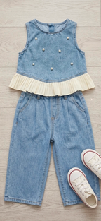 Pearls & Play Denim Set
