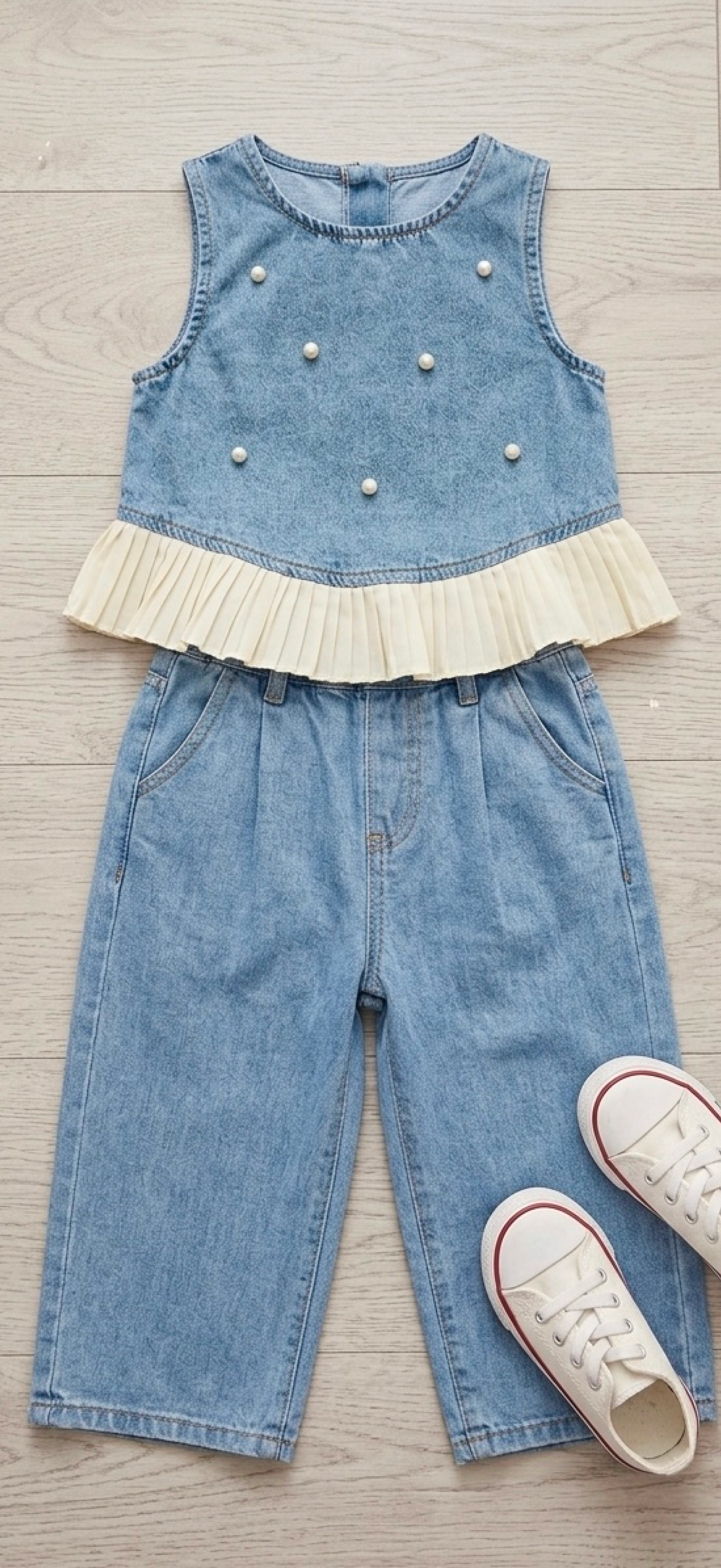 Pearls & Play Denim Set